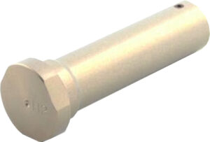 Hex head bolt, cylindrical shaft, metallic finish.