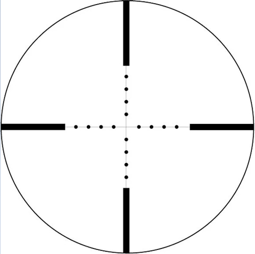 Black rifle scope reticle with crosshair markings