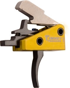 Yellow aftermarket rifle trigger assembly
