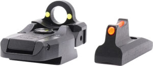 Fiber optic gun sights, front and rear view.
