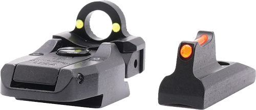 Fiber optic gun sights, front and rear view.