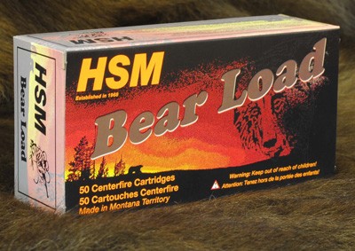HSM Bear Load ammunition box on display.
