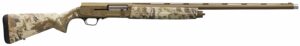Camouflage semi-automatic shotgun on white background