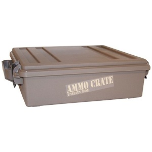 Brown ammo crate utility storage box