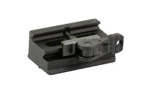 Black metal quick-release mounting clamp base