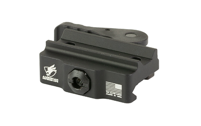 Black metal optic riser mount with logo