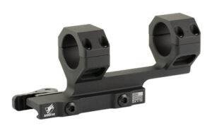 Black one-piece rifle scope mount with rings