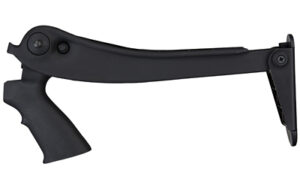Black folding rifle stock with pistol grip