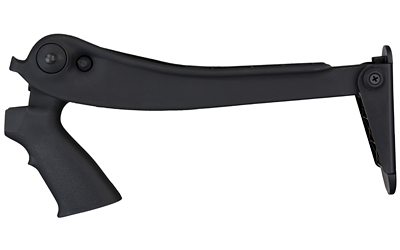 Black folding rifle stock with pistol grip
