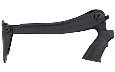 Black folding rifle stock with pistol grip
