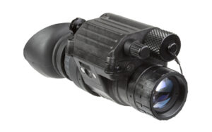 Black night vision monocular device on white background