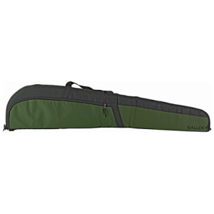 Green rifle case with black trim and zipper.