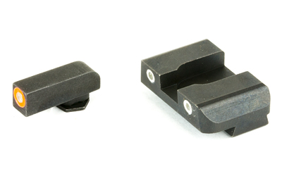 Black firearm front and rear sights