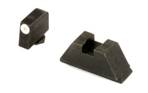 Black metal firearm front and rear sights