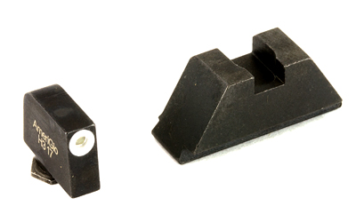 Front and rear gun sights on white background