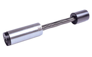 Metal spring-loaded plunger assembly on white background