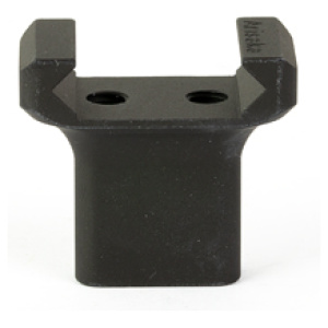 Black metal component with two holes