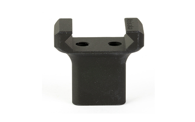 Black metal component with two holes