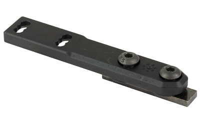 Black metal mounting bracket with screws