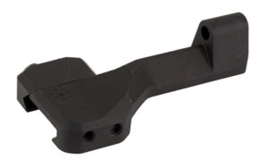 Black metal mounting bracket with screw holes