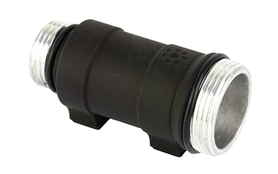 Black threaded pipe adapter with metal ends