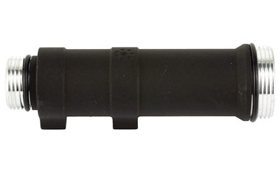 Black threaded pipe connector with metal ends