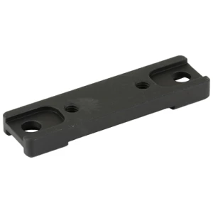 Black metal mounting bracket with four holes.