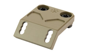 Tan metal mounting bracket with screws