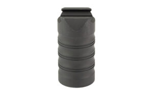 Black ribbed cylindrical storage container with lid