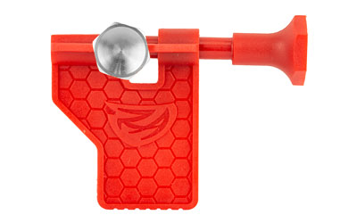 Red tool with hexagonal pattern and wing nut