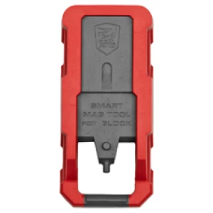 Red and black magazine tool for Glock pistols.