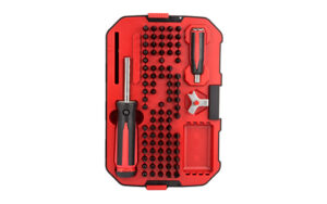 Red precision screwdriver set with assorted bits