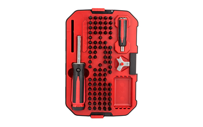 Red precision screwdriver set with assorted bits