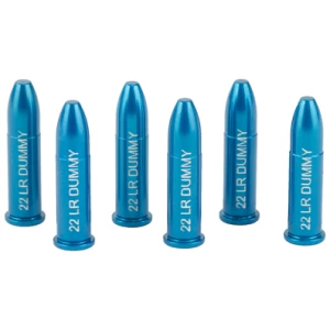 Blue .22 LR dummy rounds in a row