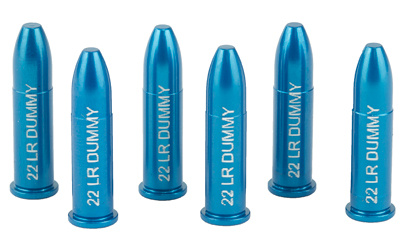 Blue .22 LR dummy rounds in a row