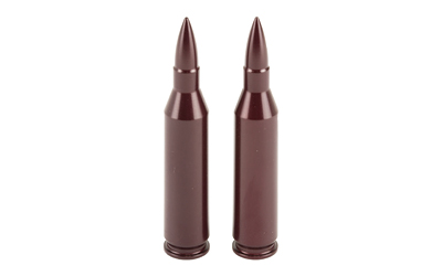 Two rifle cartridges on white background