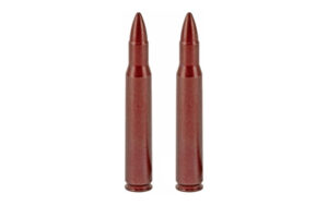 Two rifle cartridges on white background