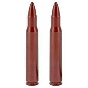 Two rifle cartridges on white background