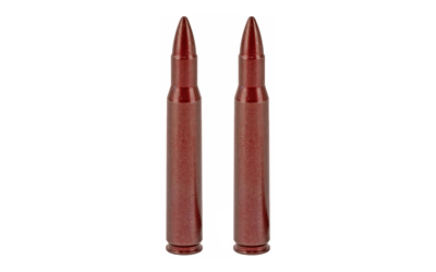 Two rifle cartridges on white background