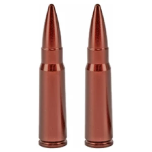 Two copper rifle cartridges on white background