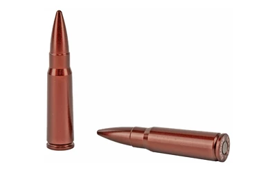 Two copper rifle bullets on white background