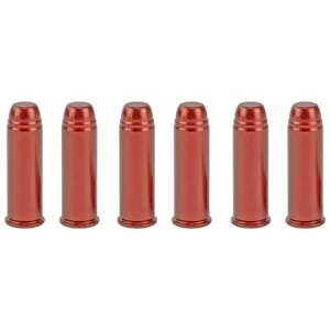 Six red bullet cartridges in a row