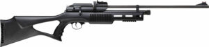 Black air rifle with scope and modern design