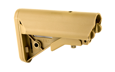 Tan adjustable rifle buttstock on white background