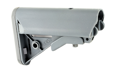 Gray adjustable rifle buttstock on white background