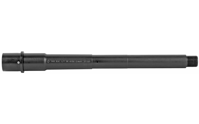 Black rifle barrel with muzzle device attached