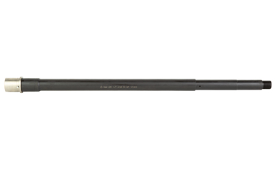 Long black rifle barrel isolated on white background