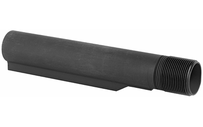 Black threaded metal cylindrical tube on white background