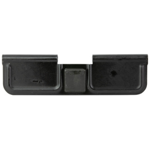 Black metal car accessory with two rectangular indents.
