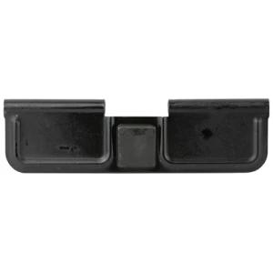 Black metal car accessory with two rectangular indents.